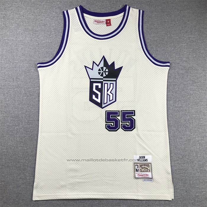 Maillot Sacramento Kings Jason Williams #55 Mitchell & Ness Chainstitch Creme